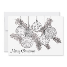Christmas Ornaments Holiday Card to Colour
