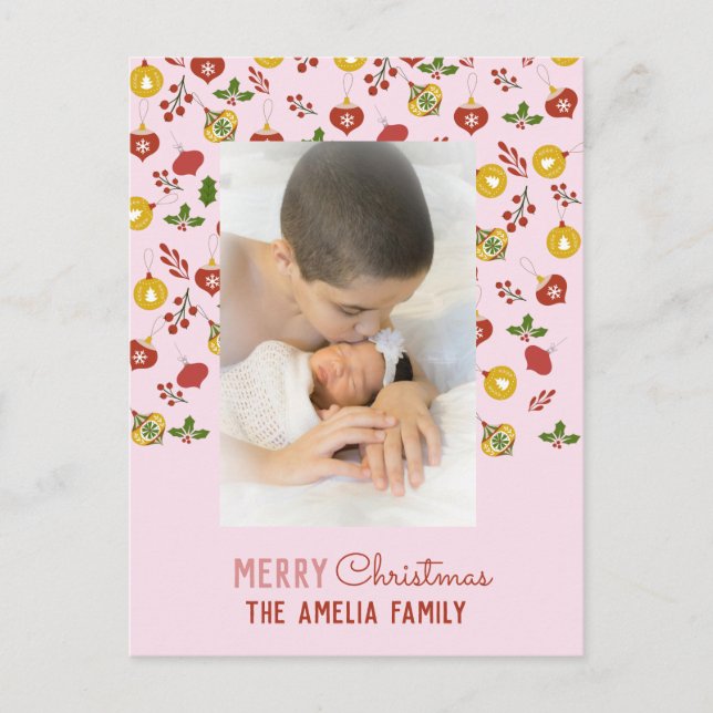  Christmas Ornaments Holiday Festive Family Photo Postcard (Front)