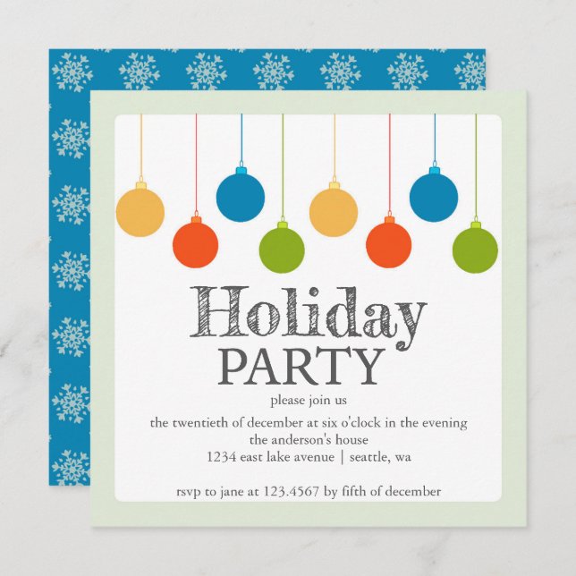 Christmas Ornaments Holiday Party Invitation (Front/Back)