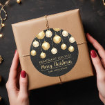 Christmas Ornaments Homemade Goods Holiday Baking Classic Round Sticker<br><div class="desc">Create stickers to label your Christmas holiday homemade goods,  cookies,  candy,  treats,  party favours and more featuring elegant white and gold Christmas tree ornaments on a black background with your message in chic lettering.</div>