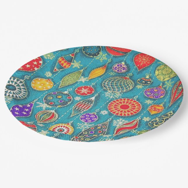 Christmas Ornaments illustration Paper Plate (Angled)