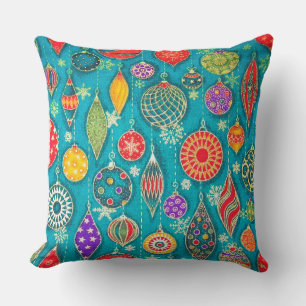 Christmas Ornaments Illustration Throw Pillow