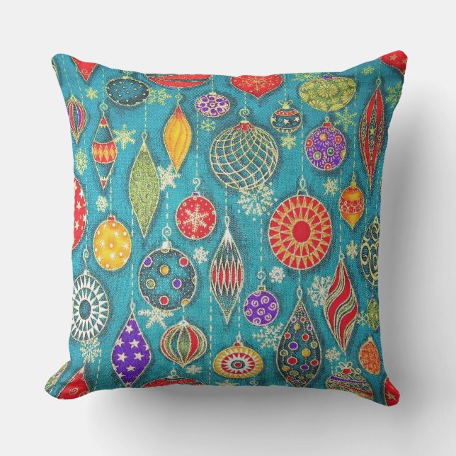 Christmas Ornaments Illustration Throw Pillow (Front)