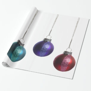 Christmas Ornaments in Teal Purple Red Green Gold Wrapping Paper