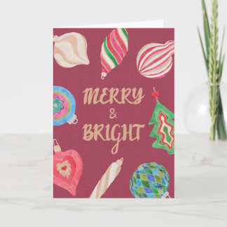 Christmas ornaments merry & bright Christmas card