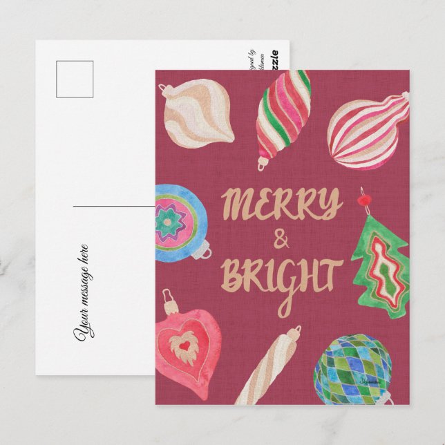 Christmas ornaments merry & bright Christmas  Postcard (Front/Back)