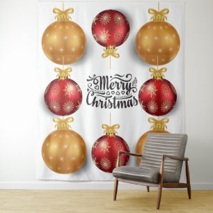 Christmas ornaments merry christmas red gold tapestry