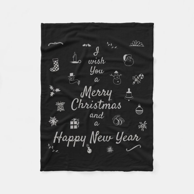 Christmas Ornaments Merry Xmas Happy New Year  Fleece Blanket (Front)