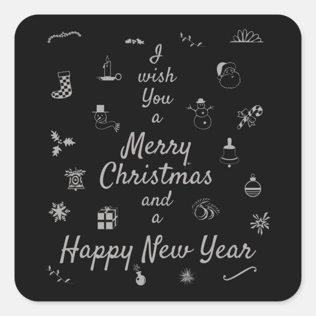 Christmas ornaments Merry Xmas Happy New Year Square Sticker (Front)