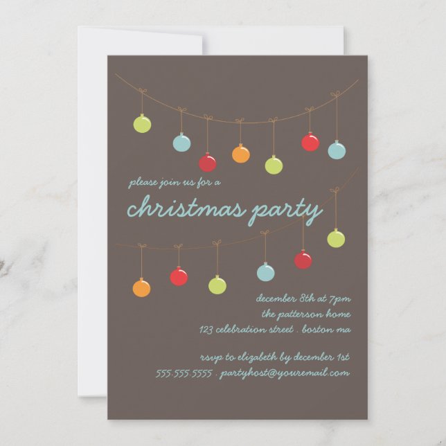 Christmas Ornaments Modern Party Invitation (Front)