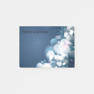 christmas ornaments on a blue background post-it notes