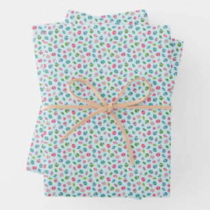 Christmas Ornaments on Aqua Retro Inspired Wrapping Paper Sheet