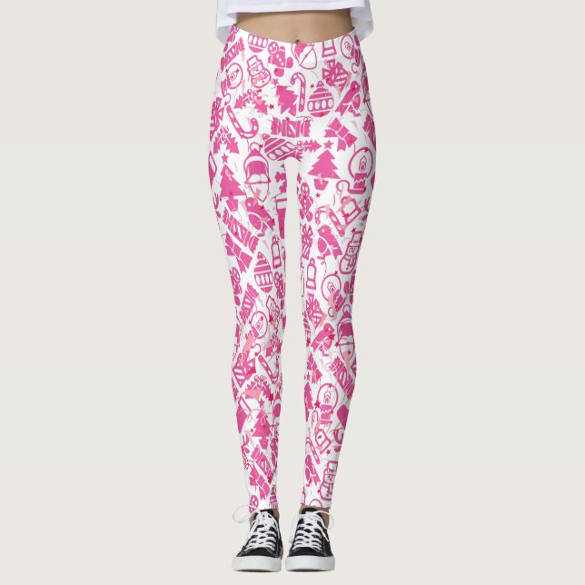 Christmas ornaments pattern.pink.07 leggings (Front)