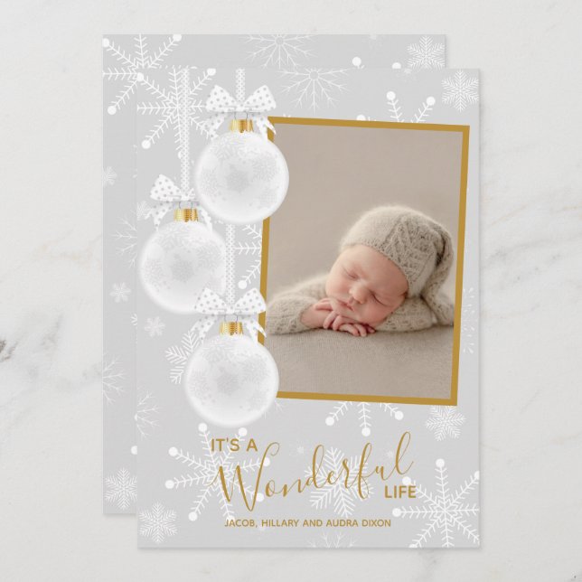 Christmas Ornaments Photo Baby Birth Announcement (Front/Back)