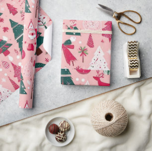 Christmas ornaments pink decor Wrapping Paper