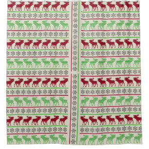 CHRISTMAS ORNAMENTS REINDEER SHOWER CURTAIN