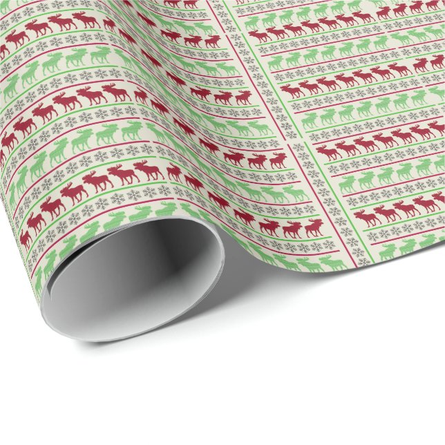 CHRISTMAS ORNAMENTS REINDEER  WRAPPING PAPER (Roll Corner)