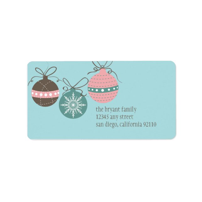 Christmas Ornaments Return Address Label -blue (Front)
