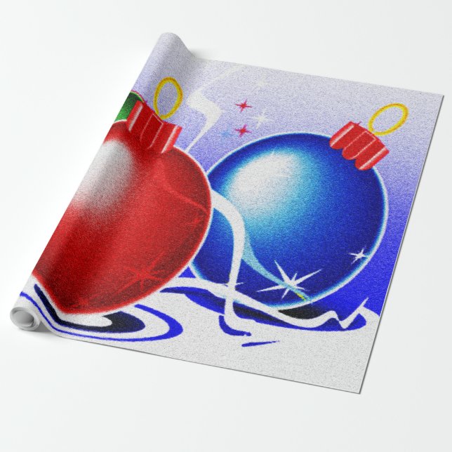 Christmas Ornaments & Ribbon - Wrapping Paper (Unrolled)