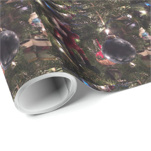 Christmas Ornaments Rocking Horse Tree Wrapping Paper