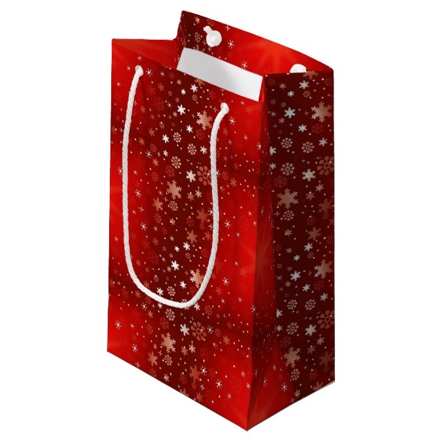 CHRISTMAS ORNAMENTS SNOWFLAKES RED SMALL GIFT BAG (Front Angled)