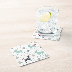 Christmas ornaments square paper coaster