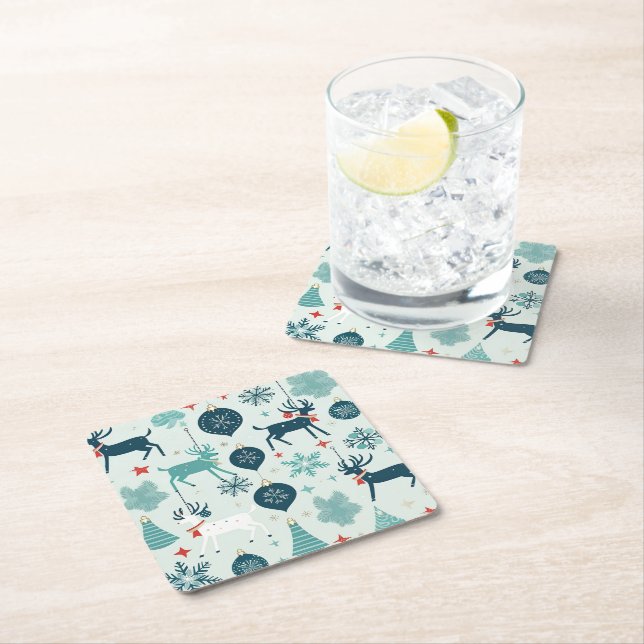 Christmas ornaments  square paper coaster (Insitu)