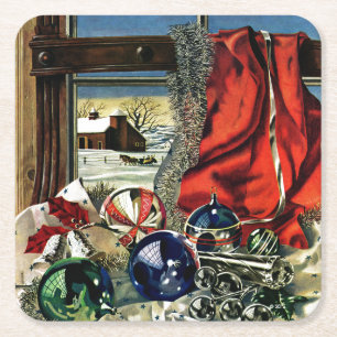 Christmas Ornaments Square Paper Coaster