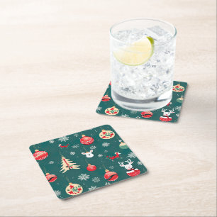 Christmas ornaments square paper coaster