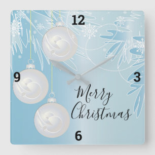 Christmas Ornaments Square Wall Clock