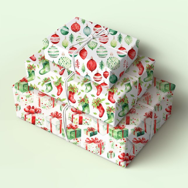 Christmas Ornaments, Stockings and Presents Wrapping Paper Sheet (Creator Uploaded)