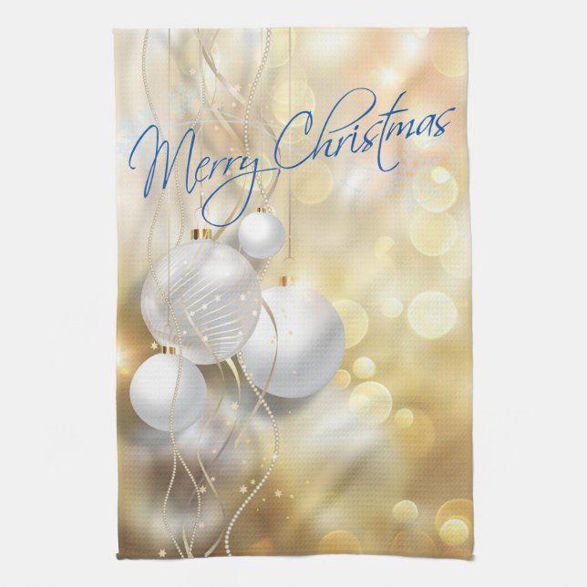 Christmas Ornaments Tea Towel (Vertical)