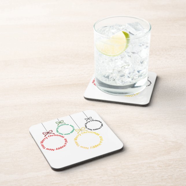Christmas Ornaments Text Design Coaster (Right Side)