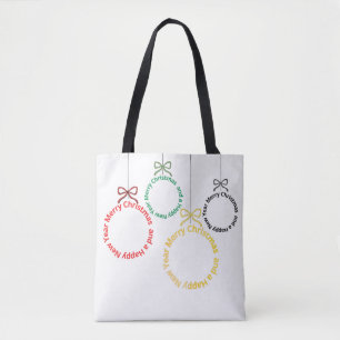Christmas Ornaments Text Design Tote Bag