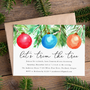 Christmas Ornaments   Tree Trimming Party Invitation