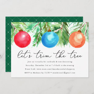 Christmas Ornaments Tree Trimming Virtual Party Invitation