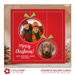 Christmas Ornaments Two Photo Flat Holiday Card