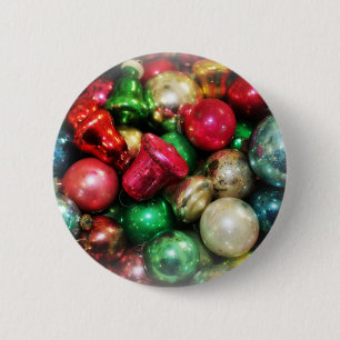 christmas ornaments vintage still life 6 cm round badge