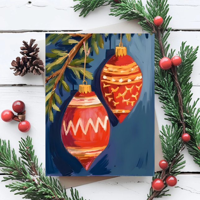 Christmas Ornaments Watercolor Holiday Postcard (Creator Uploaded)