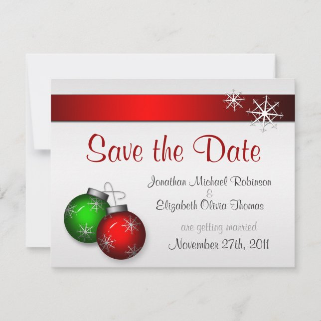Christmas Ornaments Wedding Save the Date Invitation (Front)