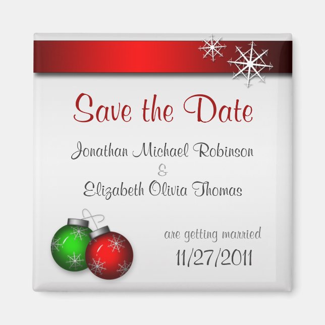 Christmas Ornaments Wedding Save the Date Magnet (Front)