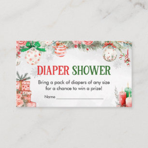 Christmas Ornaments Winter Diaper Raffle Enclosure Card