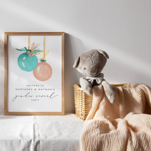 Christmas Ornaments Winter Gender Reveal Welcome Poster (Creator Uploaded)