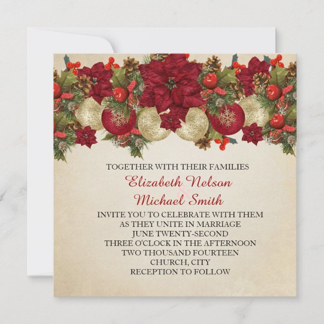 Christmas Ornaments Winter Wedding Invite (Front)
