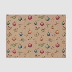 Christmas Ornaments with Brown Tissue Paper
