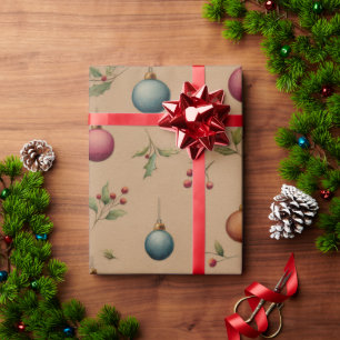 Christmas Ornaments with Brown Wrapping Paper