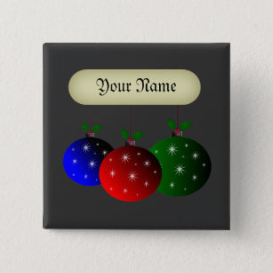 Christmas ornaments with snowflakes. Add your name 15 Cm Square Badge