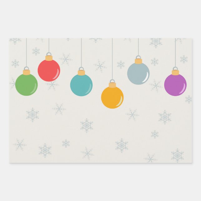 Christmas Ornaments Wrapping Paper Sheet (Front)