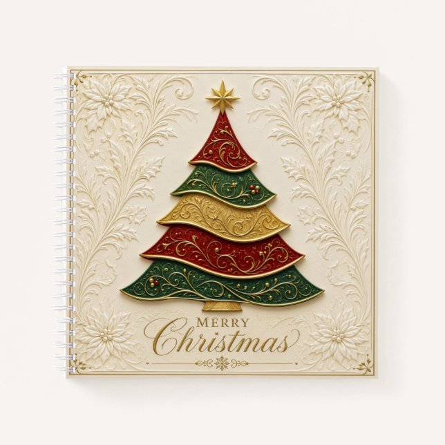 Christmas Ornate Gold Enamel Tree Notebook (Front)
