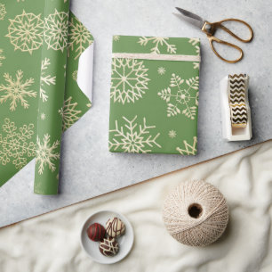 Christmas Ornate Gold Snowflake Pattern Wrapping Paper